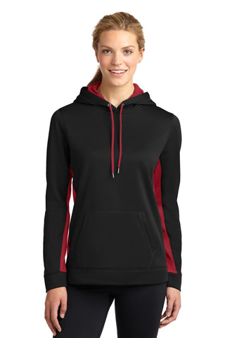 Sport-Tek® Ladies Sport-Wick® Fleece Colorblock Hooded Pullover. LST235