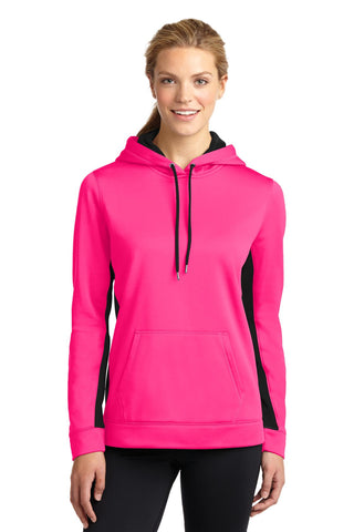 Sport-Tek® Ladies Sport-Wick® Fleece Colorblock Hooded Pullover. LST235