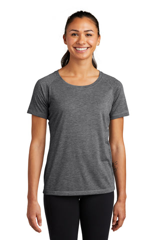 Sport-Tek ® Ladies PosiCharge ® Tri-Blend Wicking Scoop Neck Raglan Tee. LST400