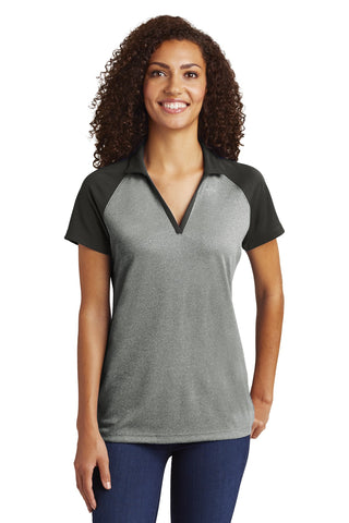 Sport-Tek ® Ladies PosiCharge ® RacerMesh ® Raglan Heather Block Polo. LST641