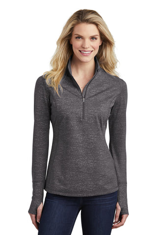 Sport-Tek  ®  Women's Sport-Wick  ®  Stretch Reflective Heather 1/2-Zip Pullover. LST855