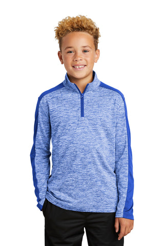 Sport-Tek  ®  Youth PosiCharge  ®  Electric Heather Colorblock 1/4-Zip Pullover. YST397