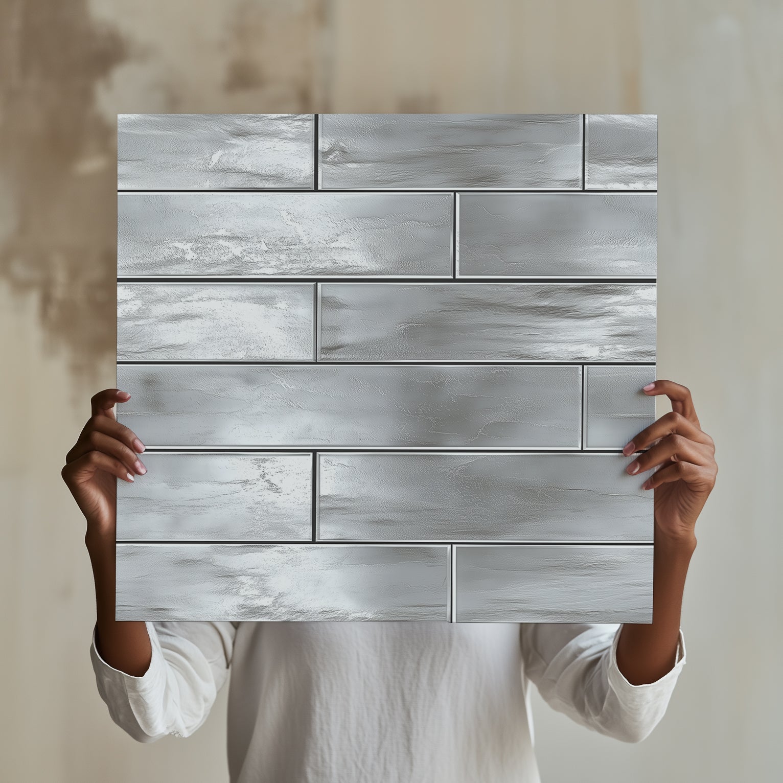 Structured Brushed Silver Metallic